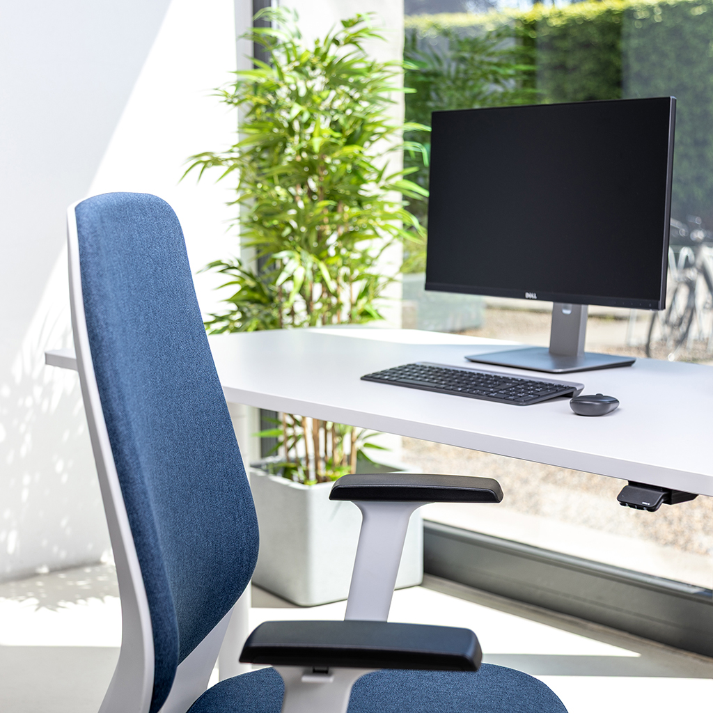 Teamo® Plush - Ergonomischer Bürostuhl, Vollpolster, Weiss/Blau
