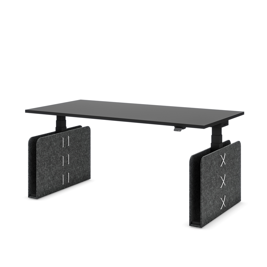 Masterlift Flex höhenverstellbarer Schreibtisch quadratisch Filz Edition Rechteck Dunkelgrau Schwarz Dekor/Schwarz 200x80