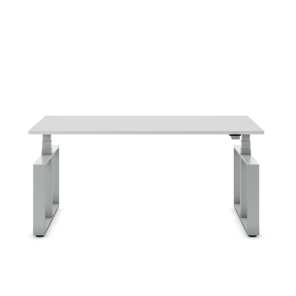 Masterlift® Flex höhenverstellbarer Schreibtisch Loop Stahl Edition Rechteck Lichtgrau Dekor/Silber 160x80