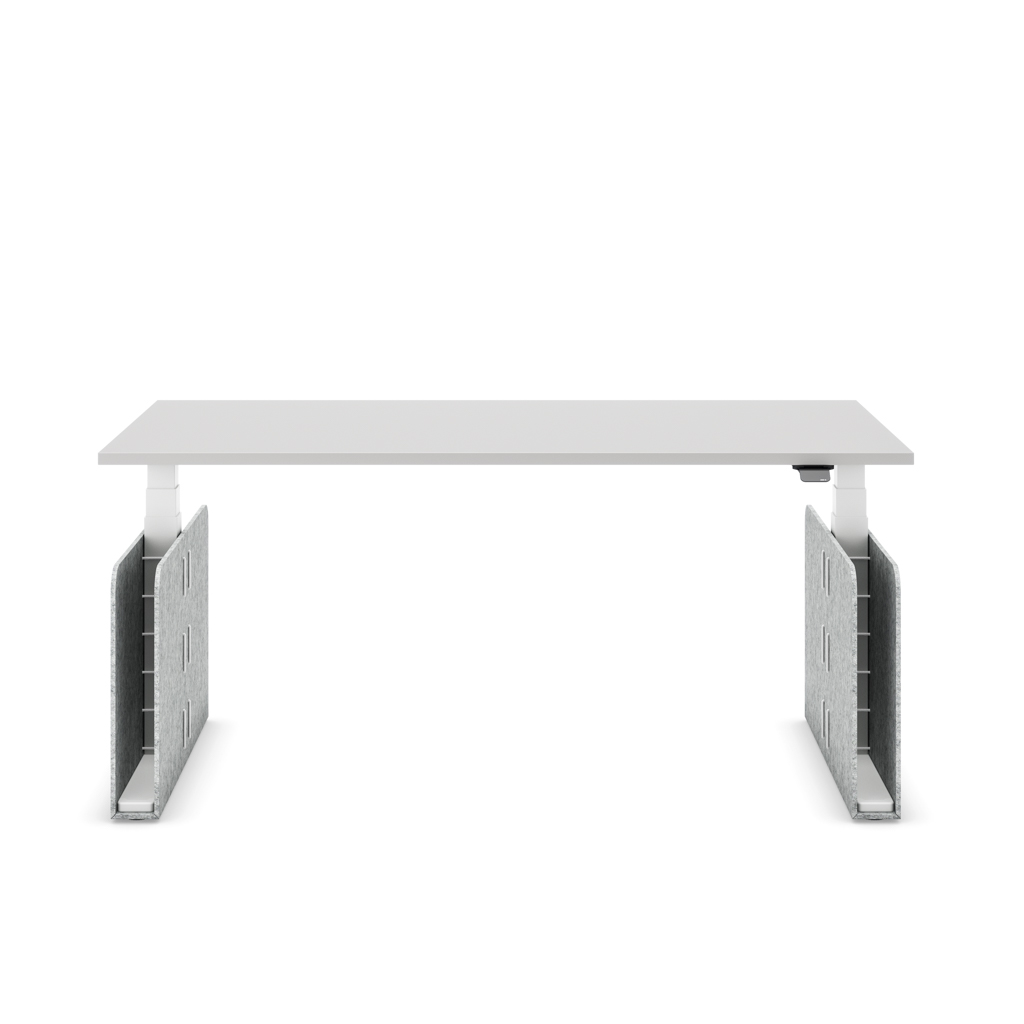 Höhenverstellbarer Schreibtisch Masterlift® Flex Akustix®-Edition, Rechteck Hellgrau, Lichtgrau Dekor/Weiss 180x80