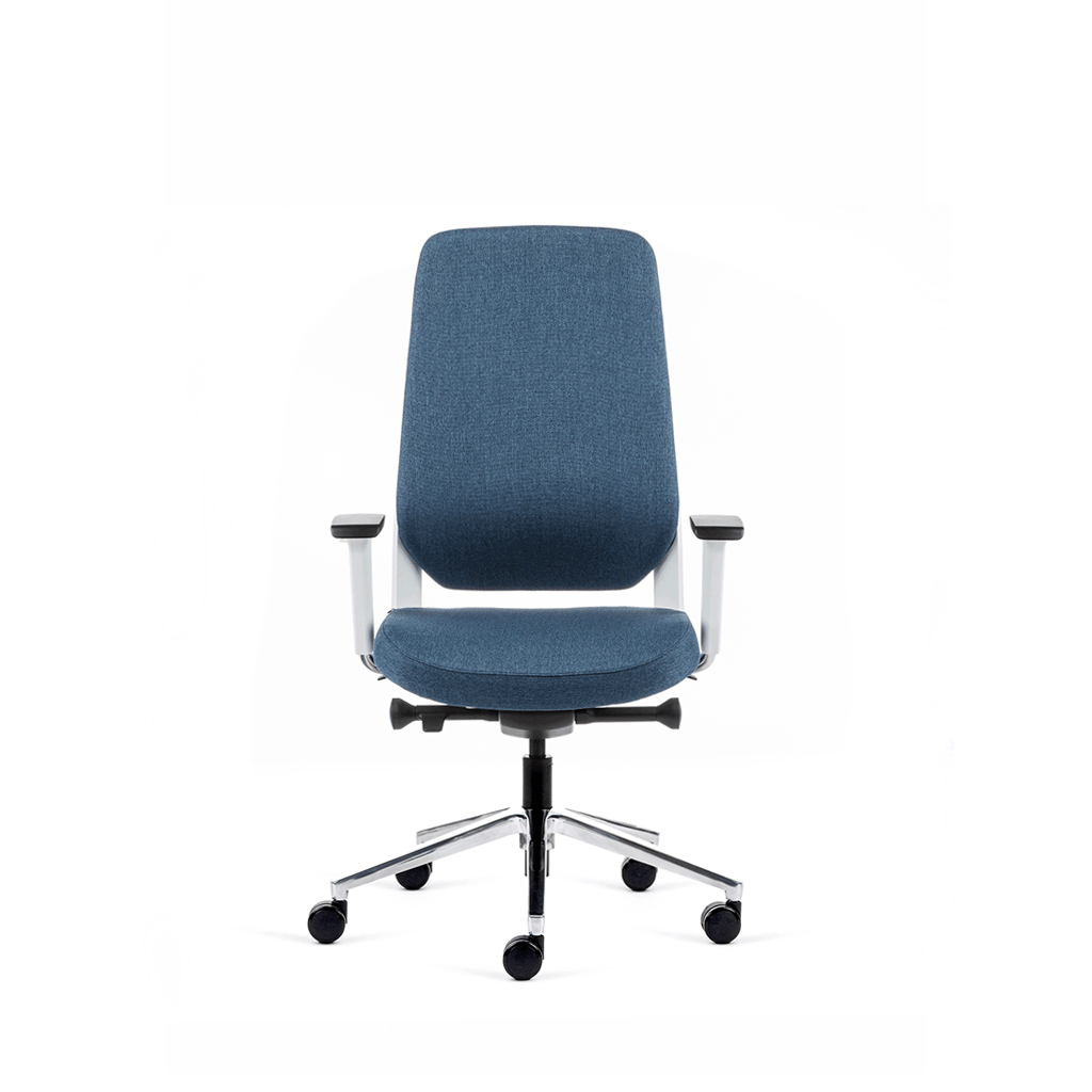 Teamo® Plush - Ergonomischer Bürostuhl, Vollpolster, Weiss/Blau