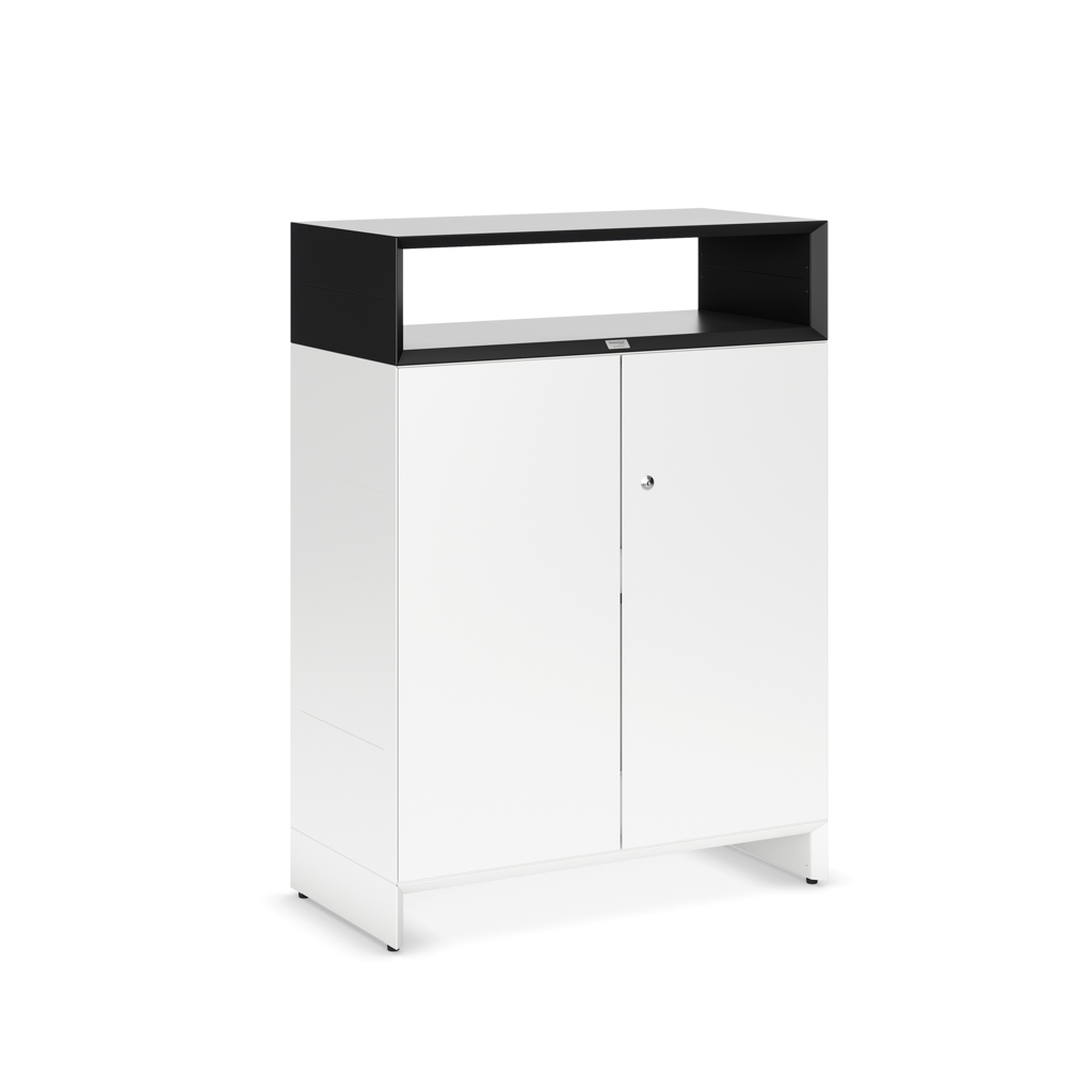 Sideboard Masterbox B 80 x H 110 cm 2 OH, Weiss/Schwarz
