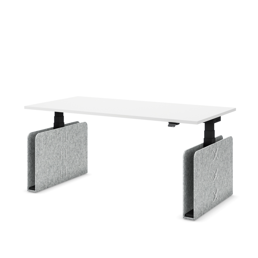Masterlift Flex höhenverstellbarer Schreibtisch quadratisch Filz Edition Rechteck Hellgrau Weiss/Schwarz