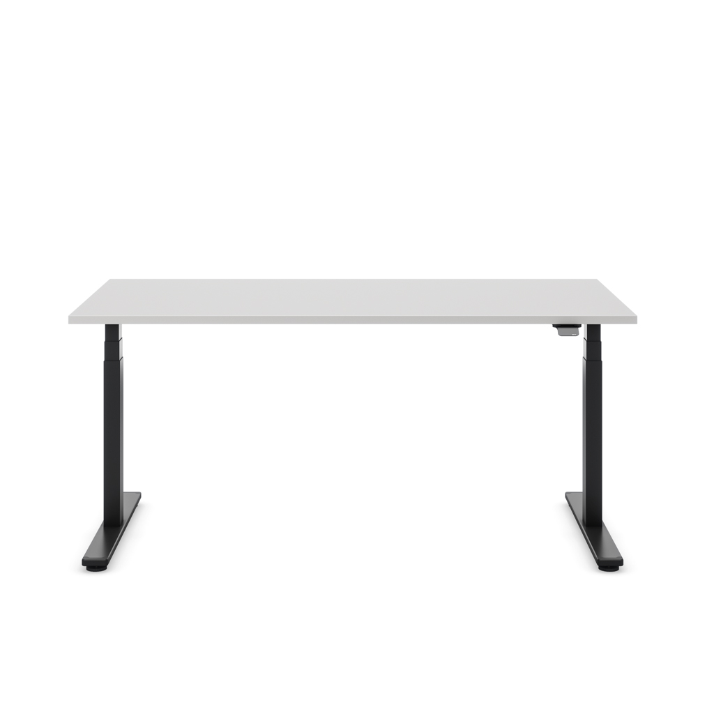 Höhenverstellbarer Schreibtisch Masterlift® Flex Light, Lichtgrau Dekor/Schwarz 180x80