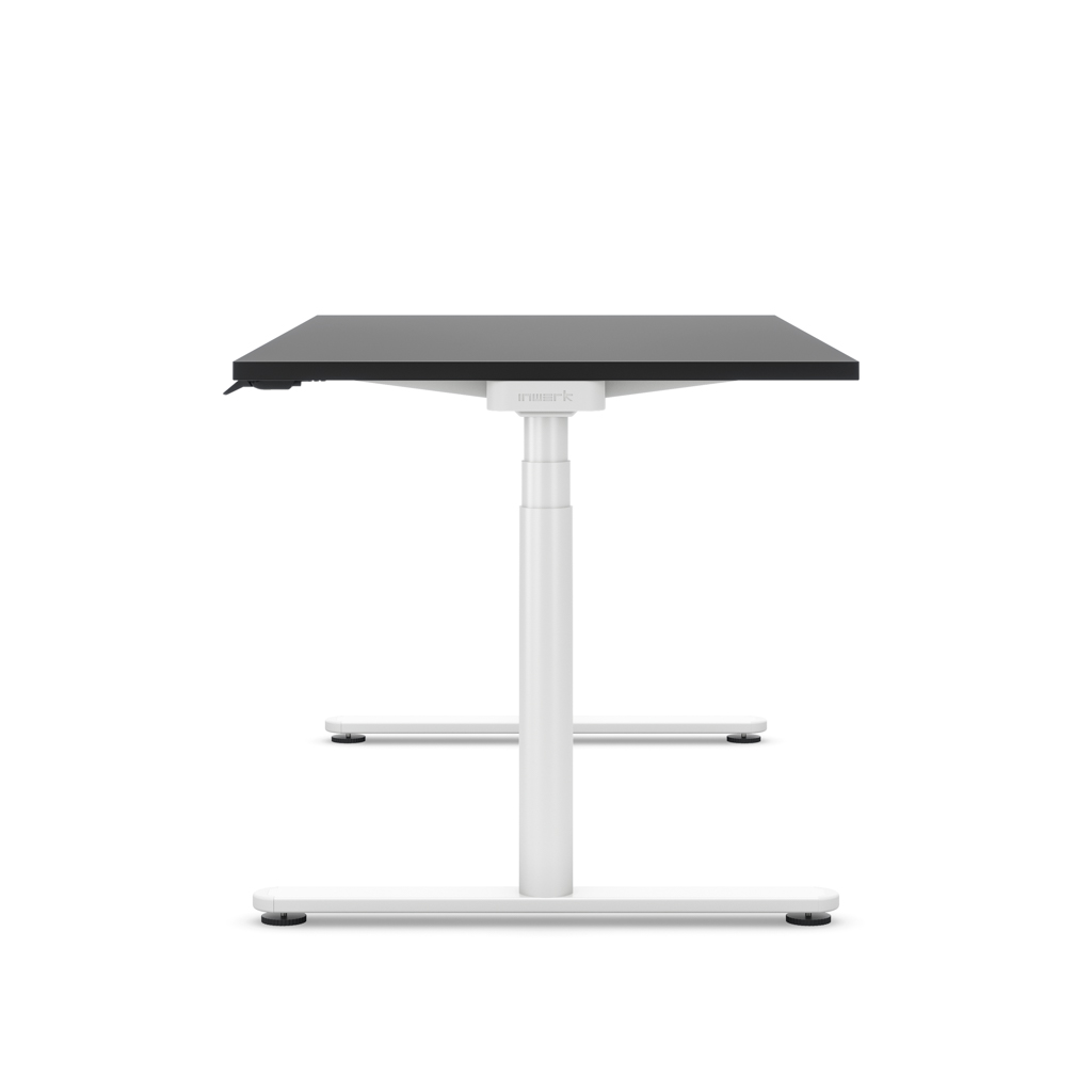 Höhenverstellbarer Schreibtisch Masterlift® Flex Basic rund, Schwarz/Weiss 160x80