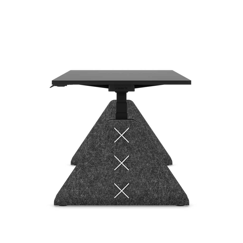 Höhenverstellbarer Schreibtisch Masterlift® Flex Akustix®-Edition, Trapez Dunkelgrau, Schwarz Dekor/Schwarz 200x80