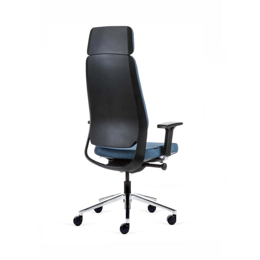 Teamo® Plush Plus - Ergonomischer Bürostuhl mit Kopfstütze, Vollpolster, Schwarz/Blau