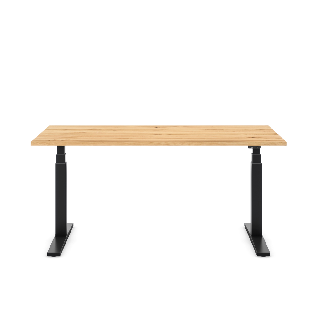 Höhenverstellbarer Schreibtisch Imperio® Lift Q2 Eiche Massivholz/Schwarz 160x80