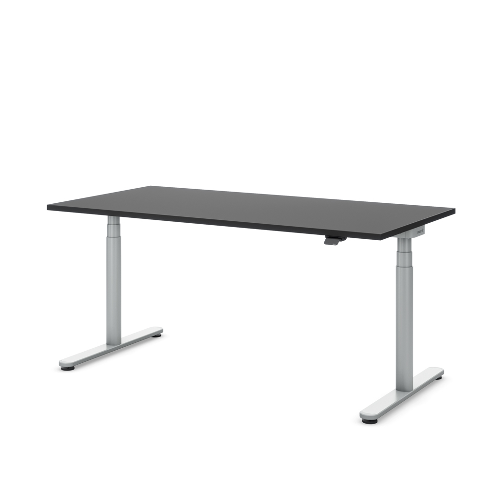 Höhenverstellbarer Schreibtisch Masterlift® Flex Basic rund, Schwarz/Silber 120x80