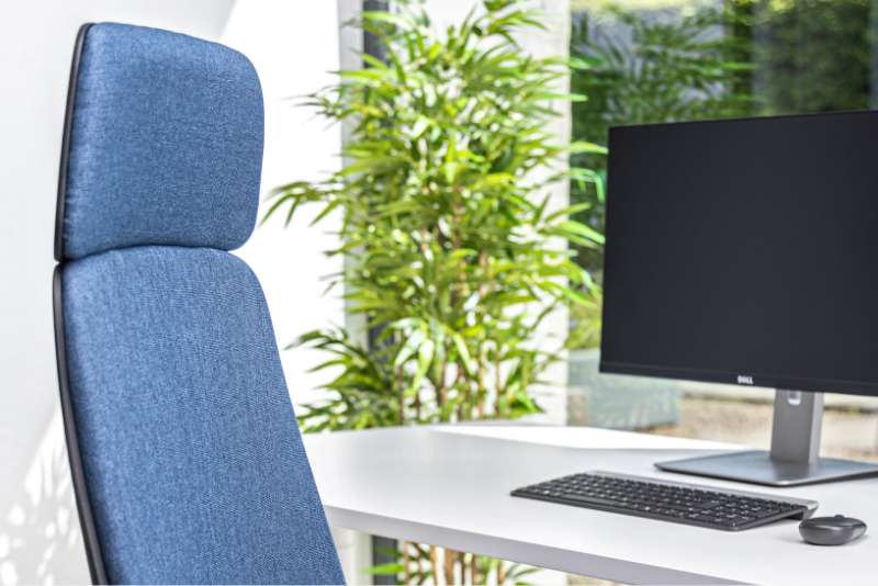 Teamo® Plush Plus - Ergonomischer Bürostuhl mit Kopfstütze, Vollpolster, Schwarz/Blau