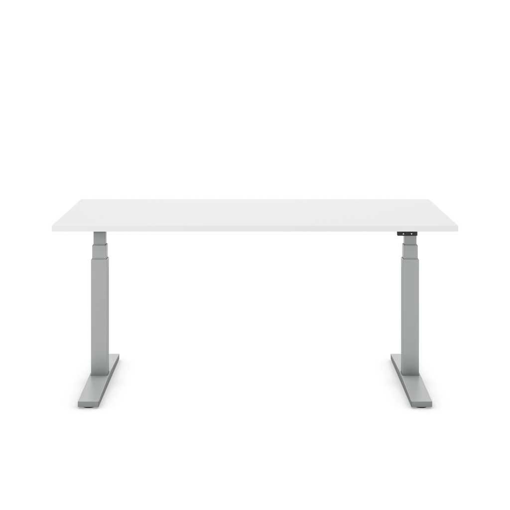 Höhenverstellbarer Schreibtisch Imperio® Lift Q2 Weiss Dekor/Silber 160x80