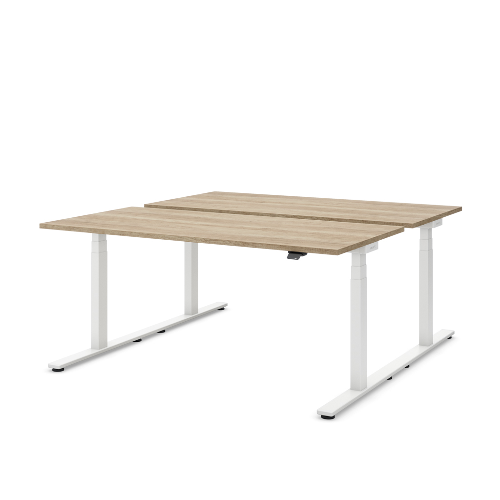 Höhenverstellbarer Team-Schreibtisch Masterlift® Flex Light, Eiche Dekor/Weiss 160x80