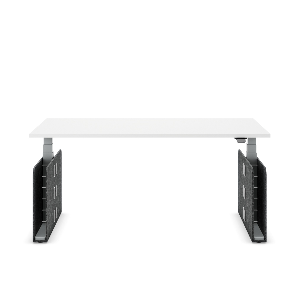 Höhenverstellbarer Schreibtisch Masterlift® Flex Akustix®-Edition, Rechteck Dunkelgrau, Weiss Dekor/Silber 120x80