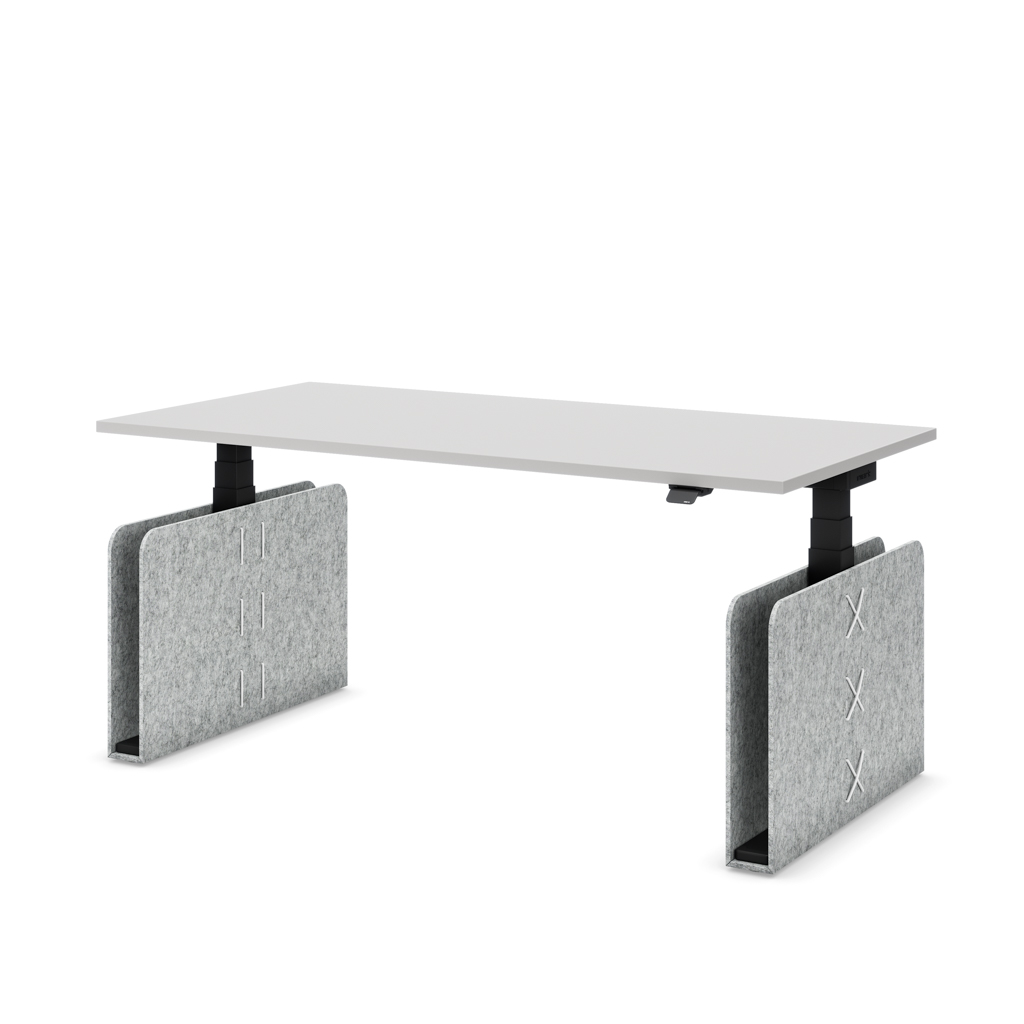 Höhenverstellbarer Schreibtisch Masterlift® Flex Akustix®-Edition, Rechteck Hellgrau, Lichtgrau Dekor/Schwarz 180x80