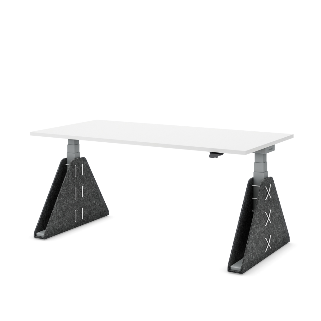 Masterlift Flex höhenverstellbarer Schreibtisch quadratisch Filz Edition Trapez Dunkelgrau Weiß Dekor/Silber 200x80