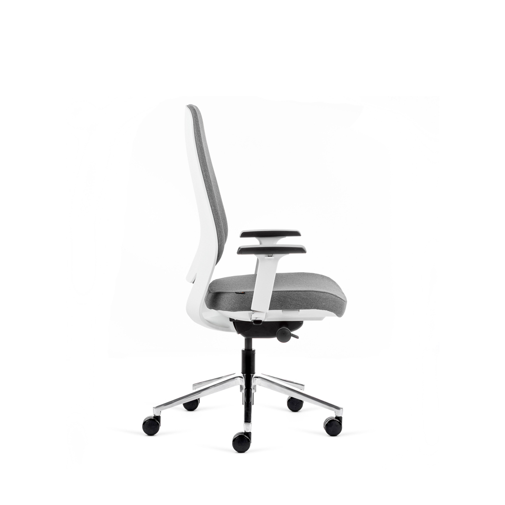 Teamo® Plush - Ergonomischer Bürostuhl mit Kopfstütze, Vollpolster, Weiss/Grau