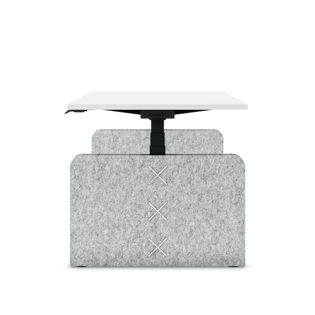Höhenverstellbarer Schreibtisch Masterlift® Flex Akustix®-Edition, Rechteck Hellgrau, Weiss Dekor/Schwarz 160x80