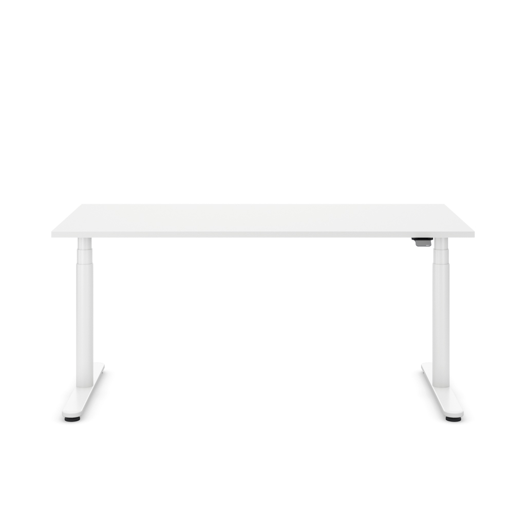 Höhenverstellbarer Schreibtisch Masterlift® Flex Basic rund, Weiss/Weiss 140x80