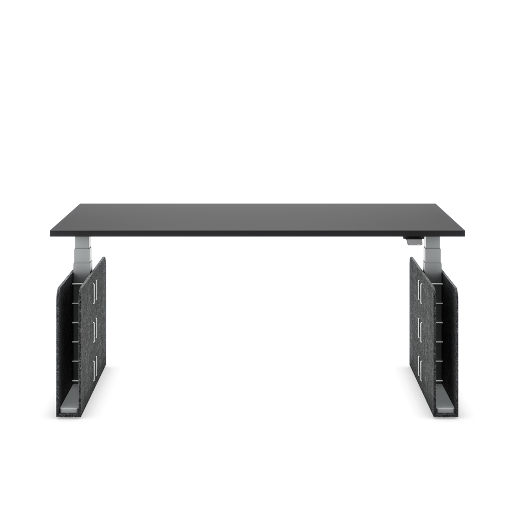 Höhenverstellbarer Schreibtisch Masterlift® Flex Akustix®-Edition, Rechteck Dunkelgrau, Schwarz Dekor/Silber 180x80