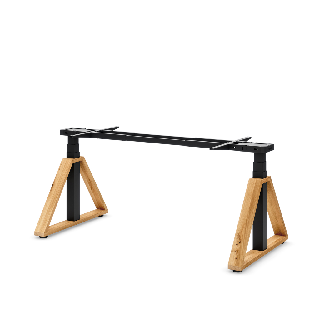 Masterlift Flex höhenv. Schreibtisch-Gestell Loop Holz Edition Trapez Schwarz