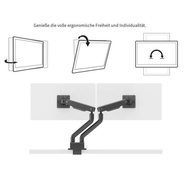 Monitorarm Inwerk® Duo Fit, mit Laptop-Halterung Schwarz