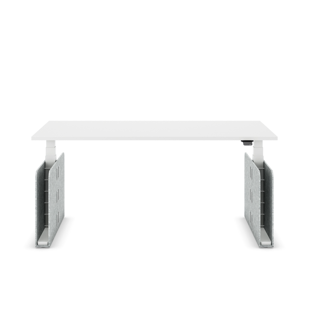Höhenverstellbarer Schreibtisch Masterlift® Flex Akustix®-Edition, Rechteck Hellgrau, Weiss Dekor/Weiss 120x80
