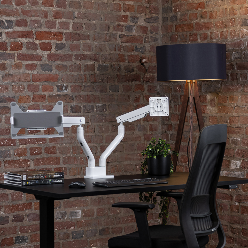 Monitorarm Inwerk® Duo Fit, mit Laptop-Halterung Weiss
