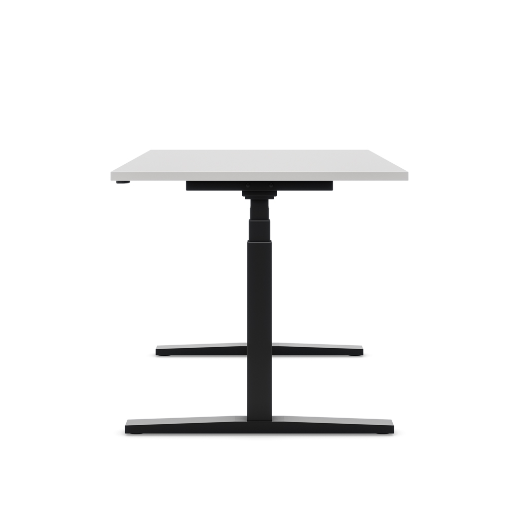 Höhenverstellbarer Schreibtisch Imperio® Lift Q2 Lichtgrau Dekor/ Schwarz 180x80