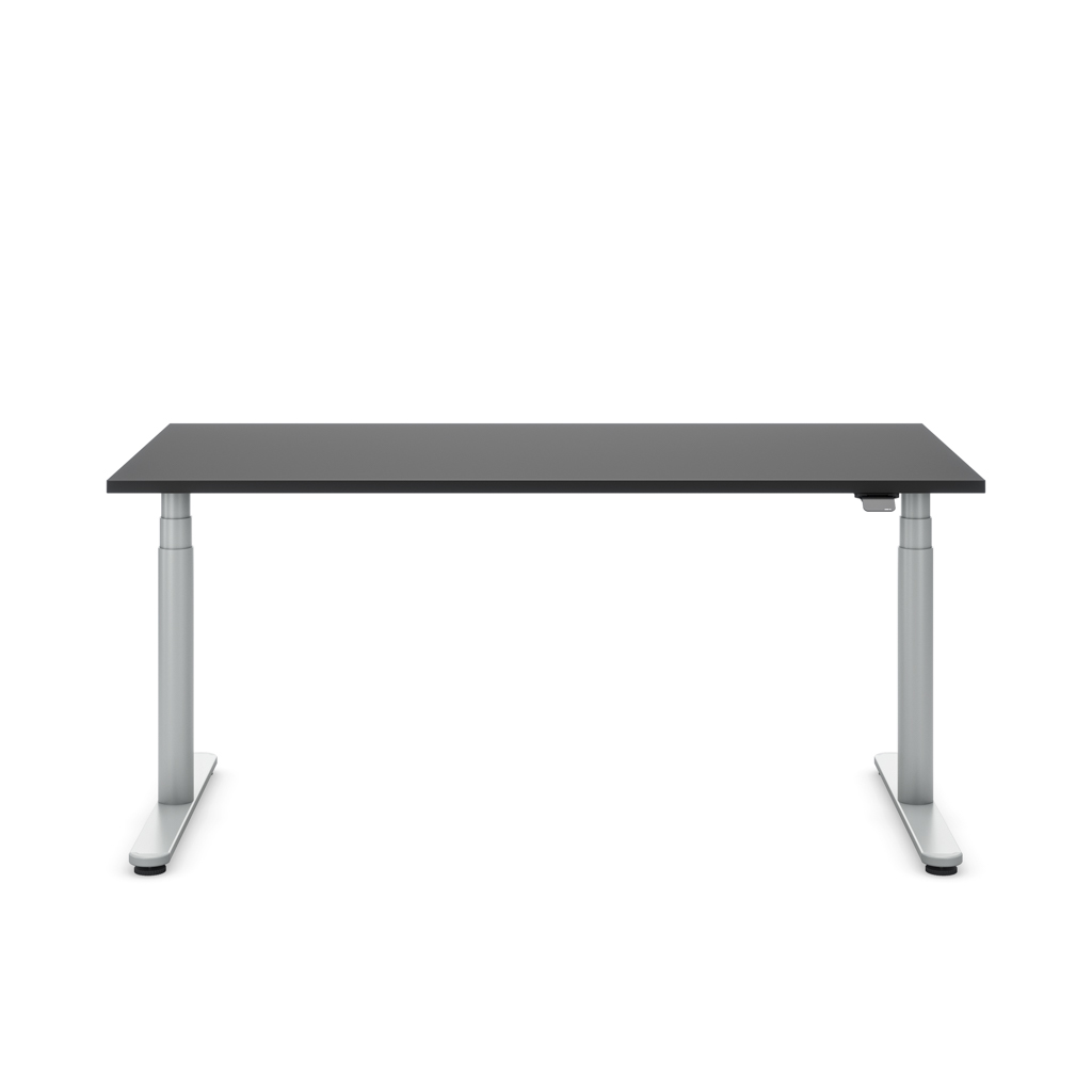 Höhenverstellbarer Schreibtisch Masterlift® Flex Basic rund, Schwarz/Silber 120x80