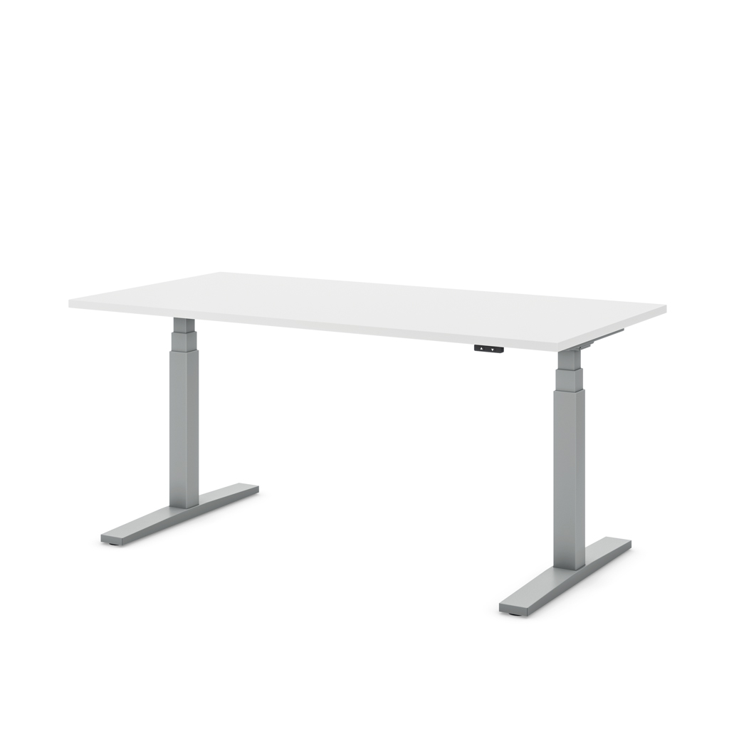 Höhenverstellbarer Schreibtisch Imperio Lift Q2 Weiss Dekor/Silber 120x80