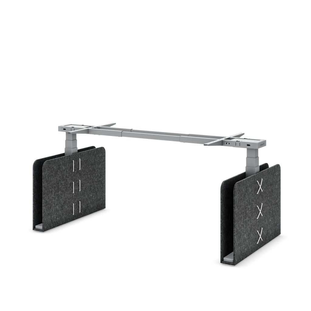 Masterlift® Flex höhenv. Schreibtisch-Gestell quadratisch Filz Edition Rechteck Dunkelgrau Silber