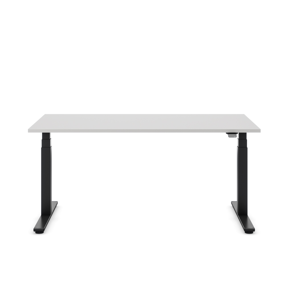 Höhenverstellbarer Schreibtisch Masterlift® Flex Basic, Lichtgrau Dekor/Schwarz 180x80