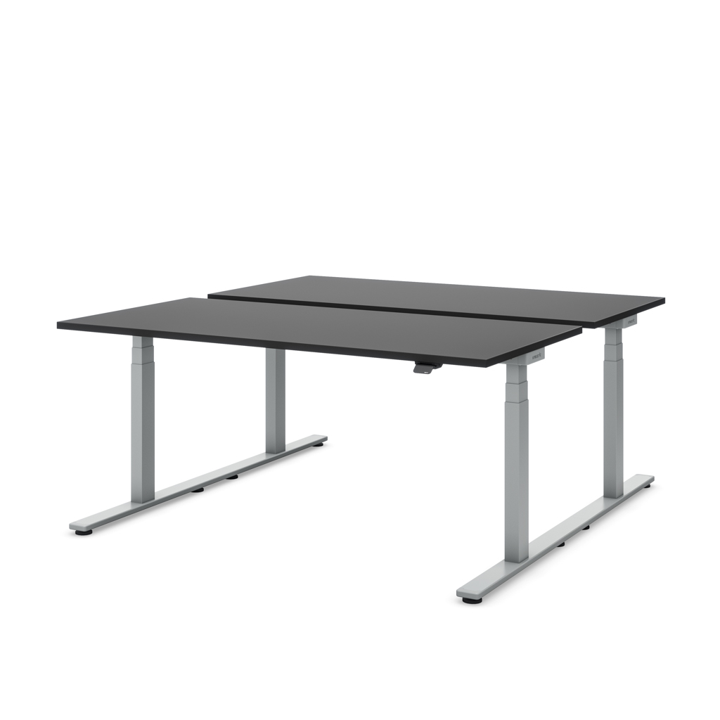Höhenverstellbarer Team-Schreibtisch Masterlift® Flex Light, Schwarz/Silber 120x80