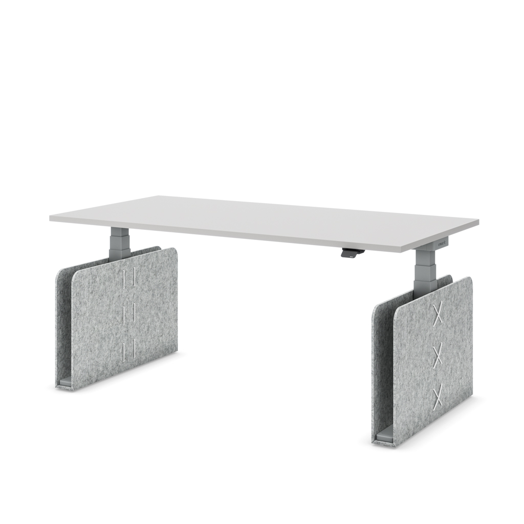 Höhenverstellbarer Schreibtisch Masterlift Flex Akustix -Edition, Rechteck Hellgrau, Lichtgrau Dekor/Silber 180x80