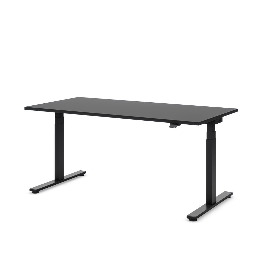Masterlift Flex höhenverstellbarer Schreibtisch T-Fuß rechteckig Schwarz Dekor/Schwarz 200x80