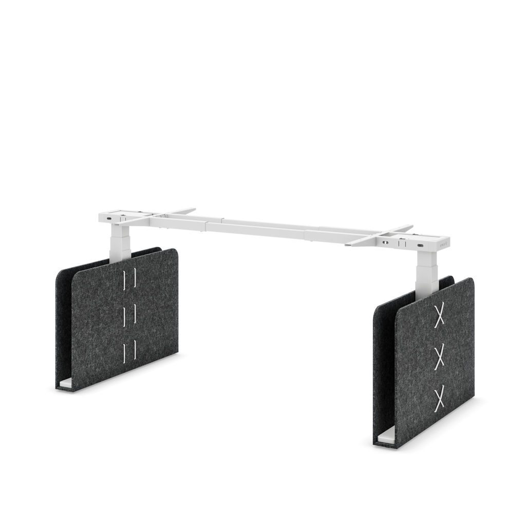 Masterlift® Flex höhenv. Schreibtisch-Gestell quadratisch Filz Edition Rechteck Dunkelgrau Weiss