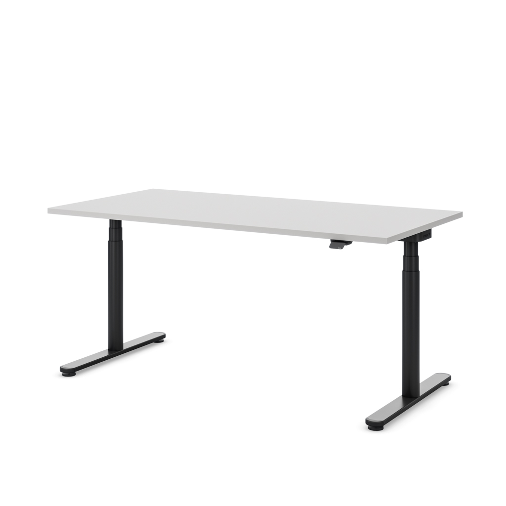 Höhenverstellbarer Schreibtisch Masterlift® Flex Basic rund, Lichtgrau/Schwarz 160x80