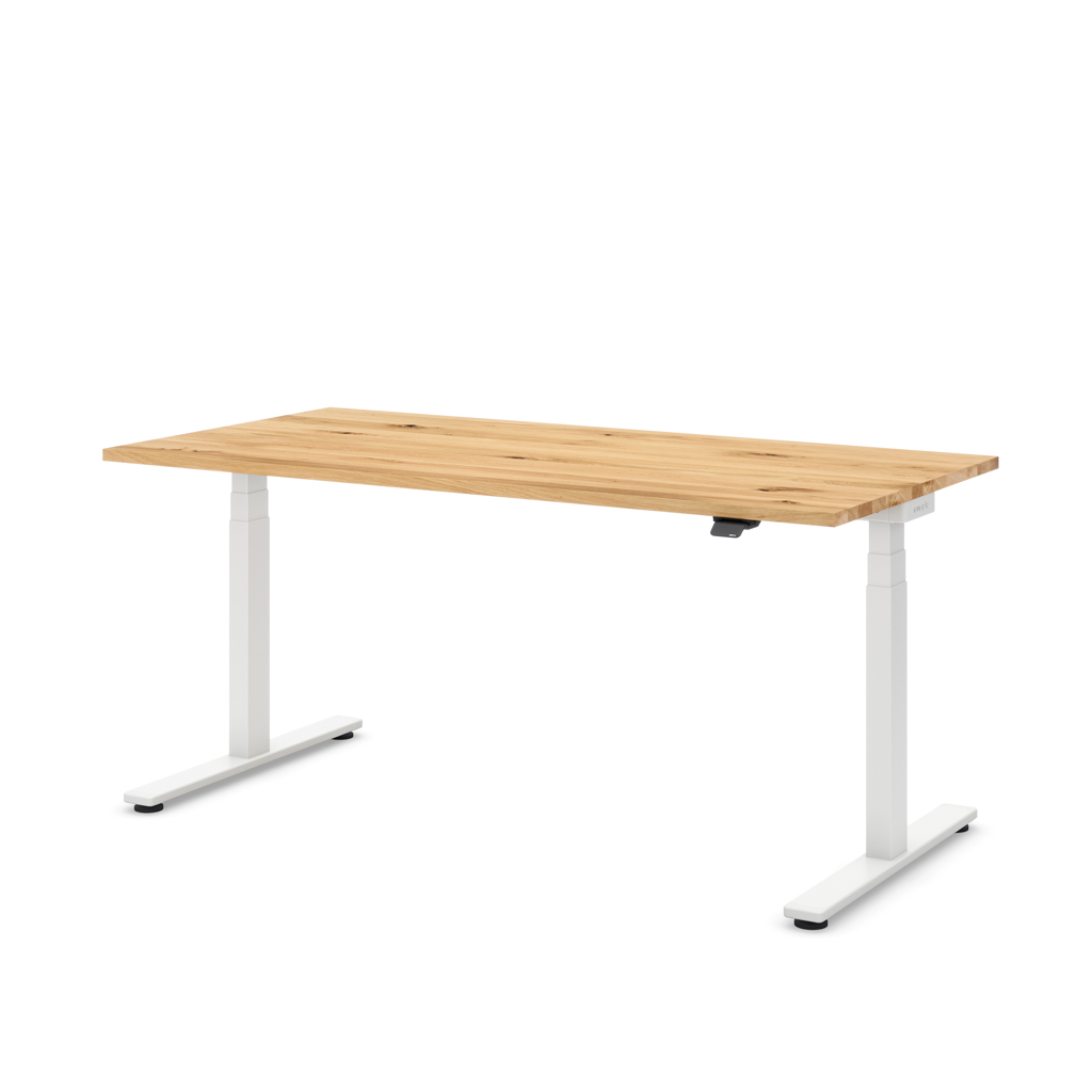 Höhenverstellbarer Schreibtisch Masterlift® Flex Light, Eiche Massivholz/Weiss 180x80