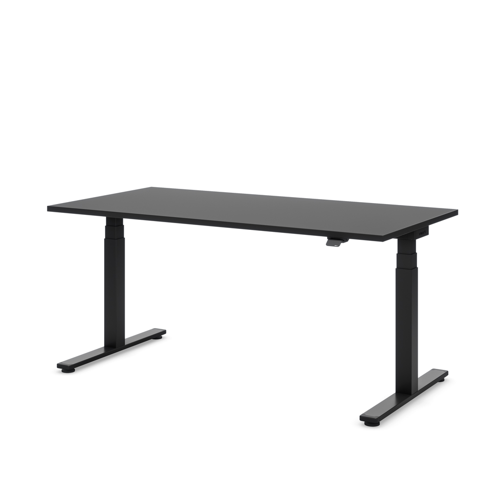 Masterlift Flex höhenverstellbarer Schreibtisch T-Fuß quadratisch Schwarz Dekor/Schwarz 200x80