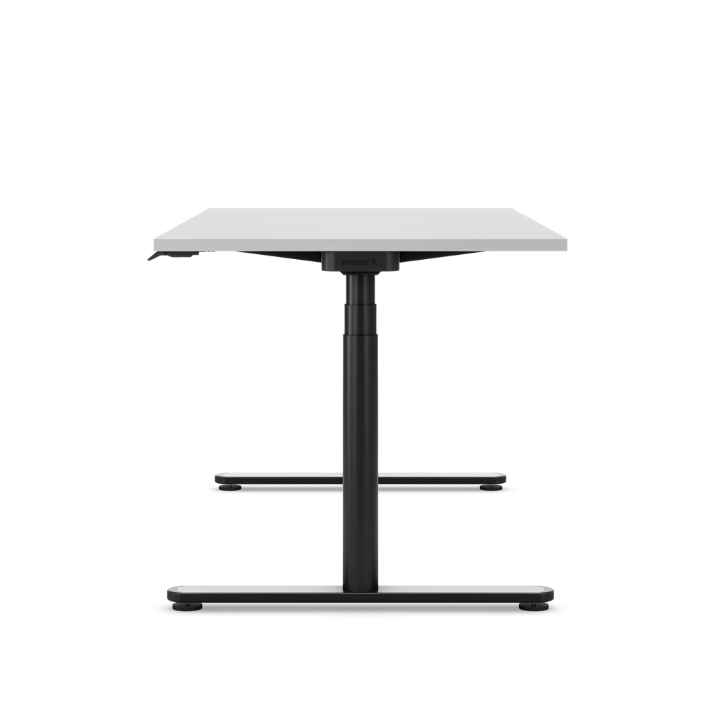 Höhenverstellbarer Schreibtisch Masterlift® Flex Basic rund, Lichtgrau/Schwarz 160x80