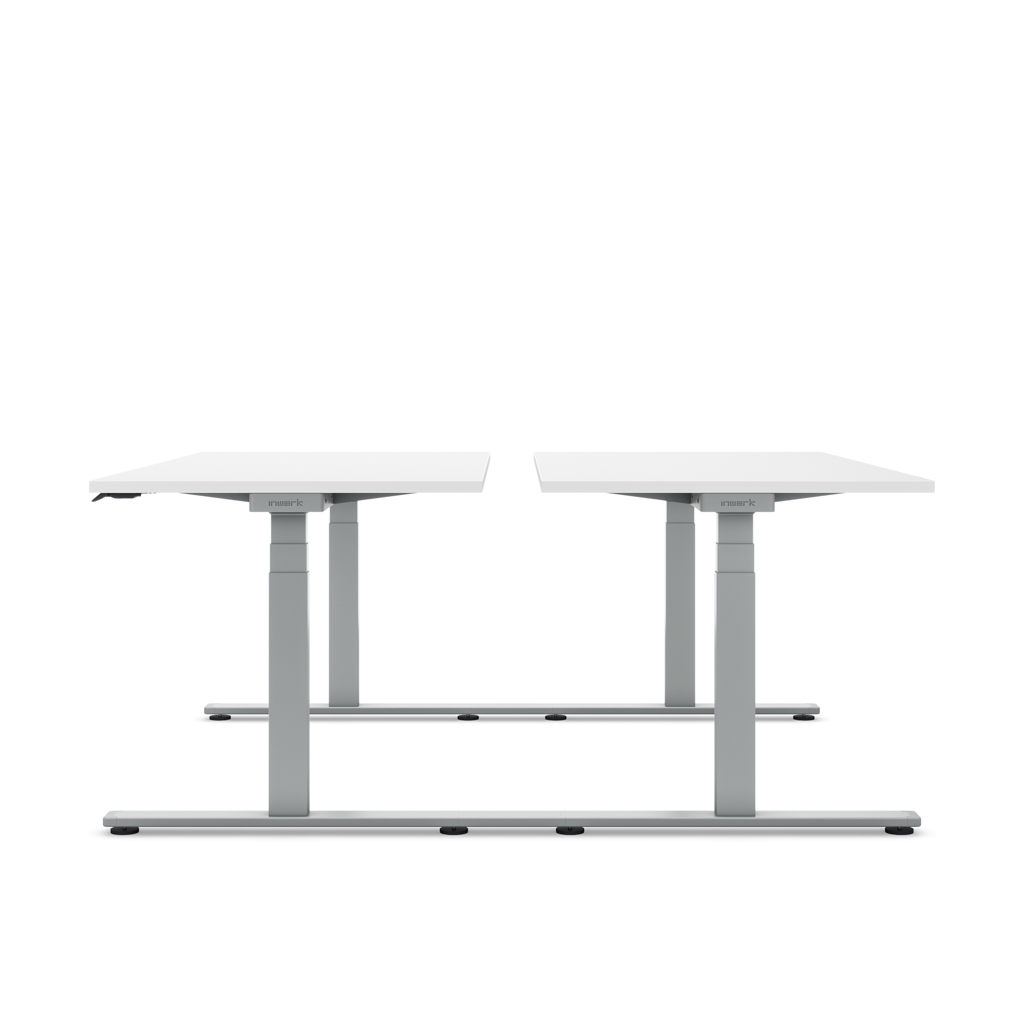 Höhenverstellbarer Team-Schreibtisch Masterlift® Flex Light, Weiss/Silber 200x80