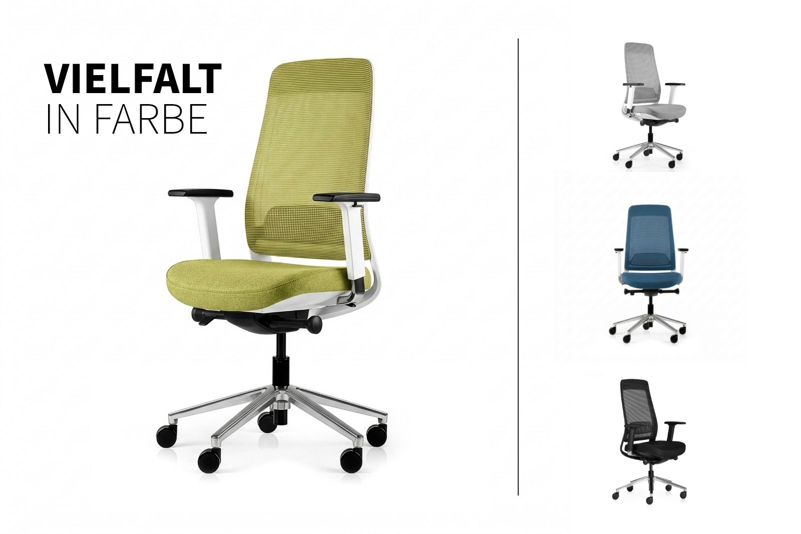 Inwerk Teamo® Original - Ergonomischer Bürostuhl, Weiß/Grün