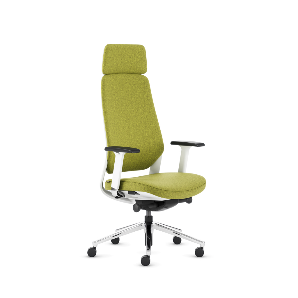 Teamo Plush Plus - Ergonomischer Bürostuhl mit Kopfstütze, Vollpolster, Weiss/Grün