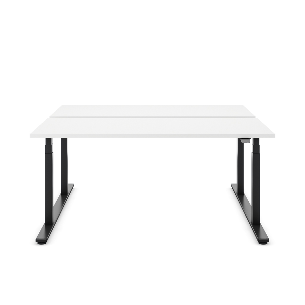 Höhenverstellbarer Team-Schreibtisch Masterlift® Flex Light, Weiss/Schwarz 140x80