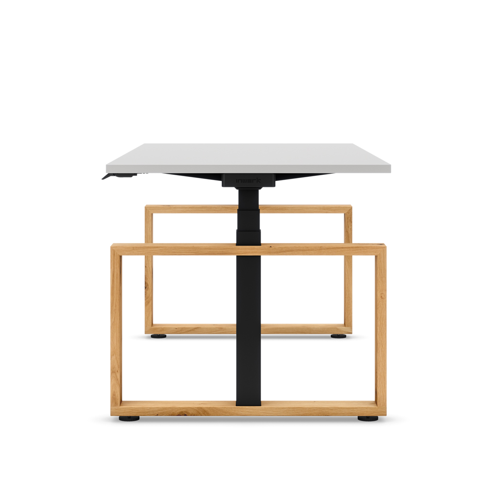 Höhenverstellbarer Schreibtisch Masterlift® Flex Loop-Edition, Holz Rechteck, Lichtgrau Dekor/Schwarz 180x80