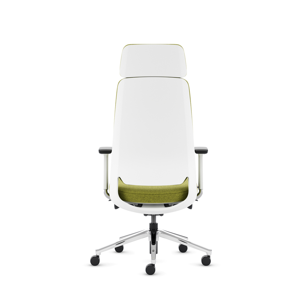 Teamo® Plush Plus - Ergonomischer Bürostuhl mit Kopfstütze, Vollpolster, Weiss/Grün