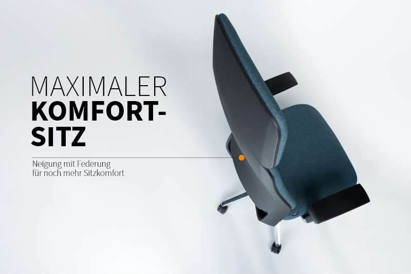 Teamo® Plush Plus - Ergonomischer Bürostuhl mit Kopfstütze, Vollpolster, Schwarz/Blau