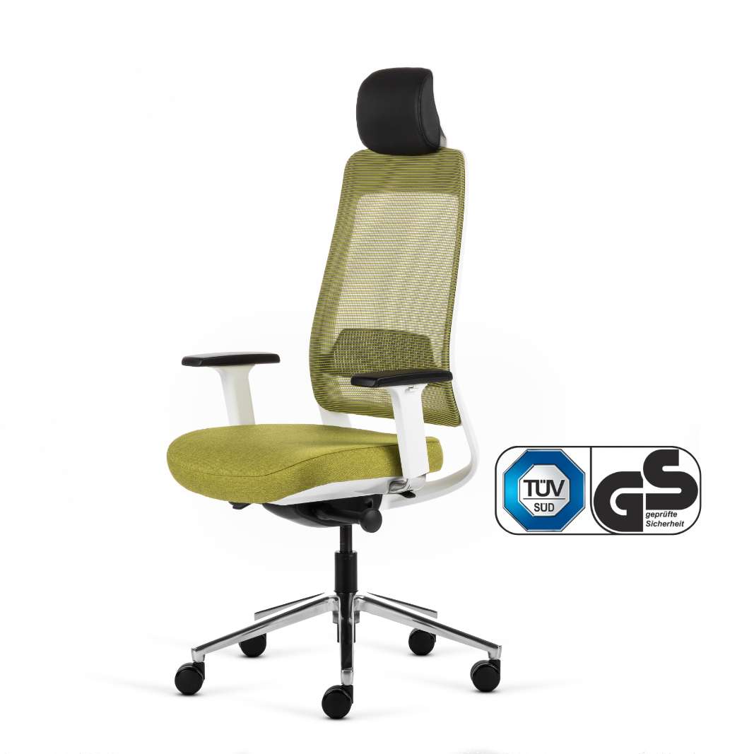 Inwerk Teamo® Original Plus - Bürostuhl mit Kopfstütze, Weiß/Grün