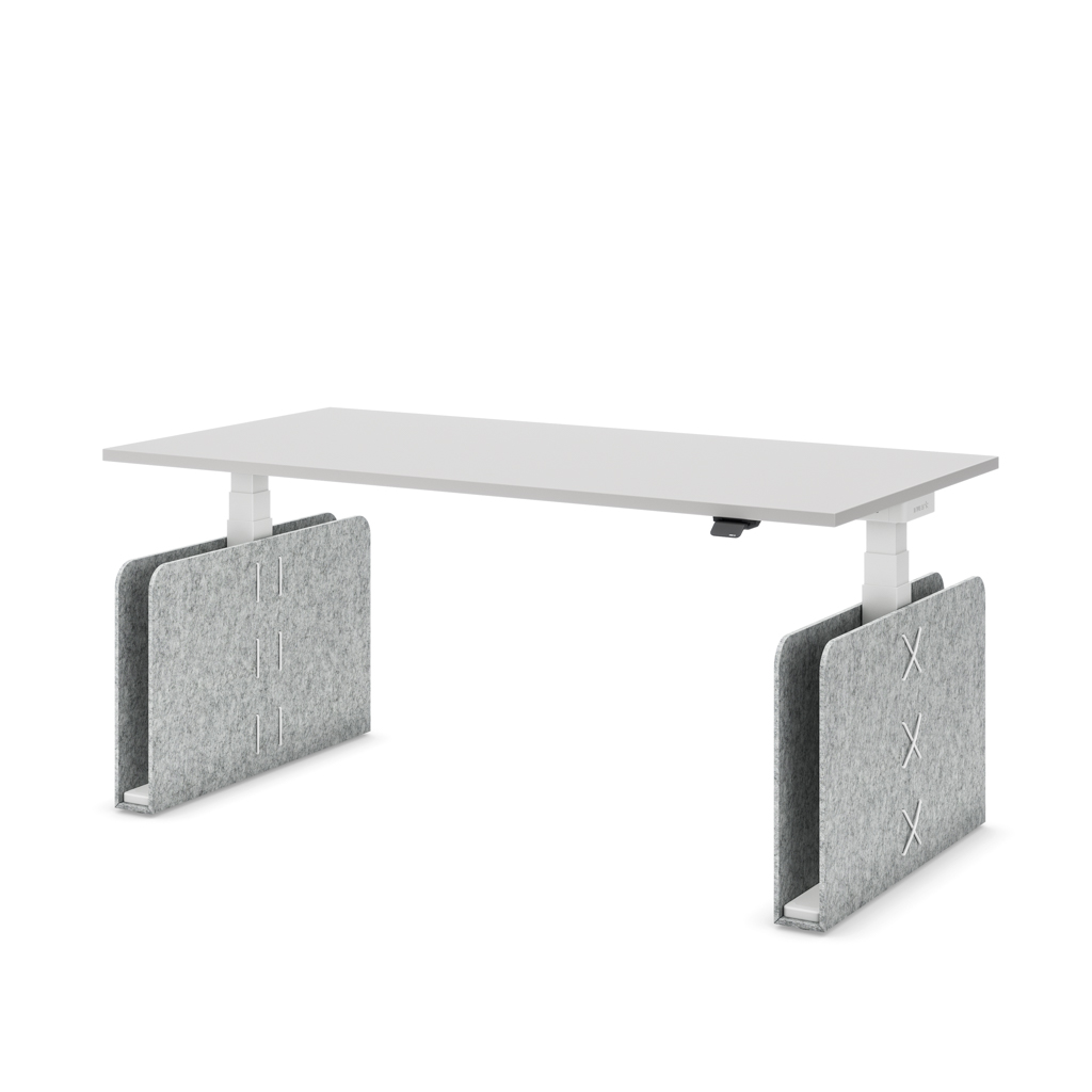 Höhenverstellbarer Schreibtisch Masterlift® Flex Akustix®-Edition, Rechteck Hellgrau, Lichtgrau Dekor/Weiss 180x80