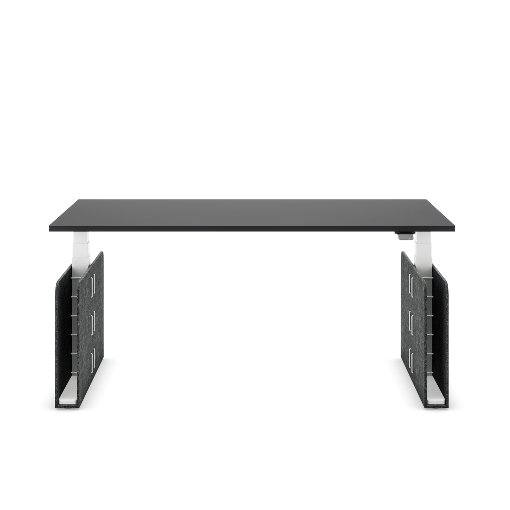 Höhenverstellbarer Schreibtisch Masterlift® Flex Akustix®-Edition, Rechteck Dunkelgrau, Schwarz Dekor/Weiss 200x80